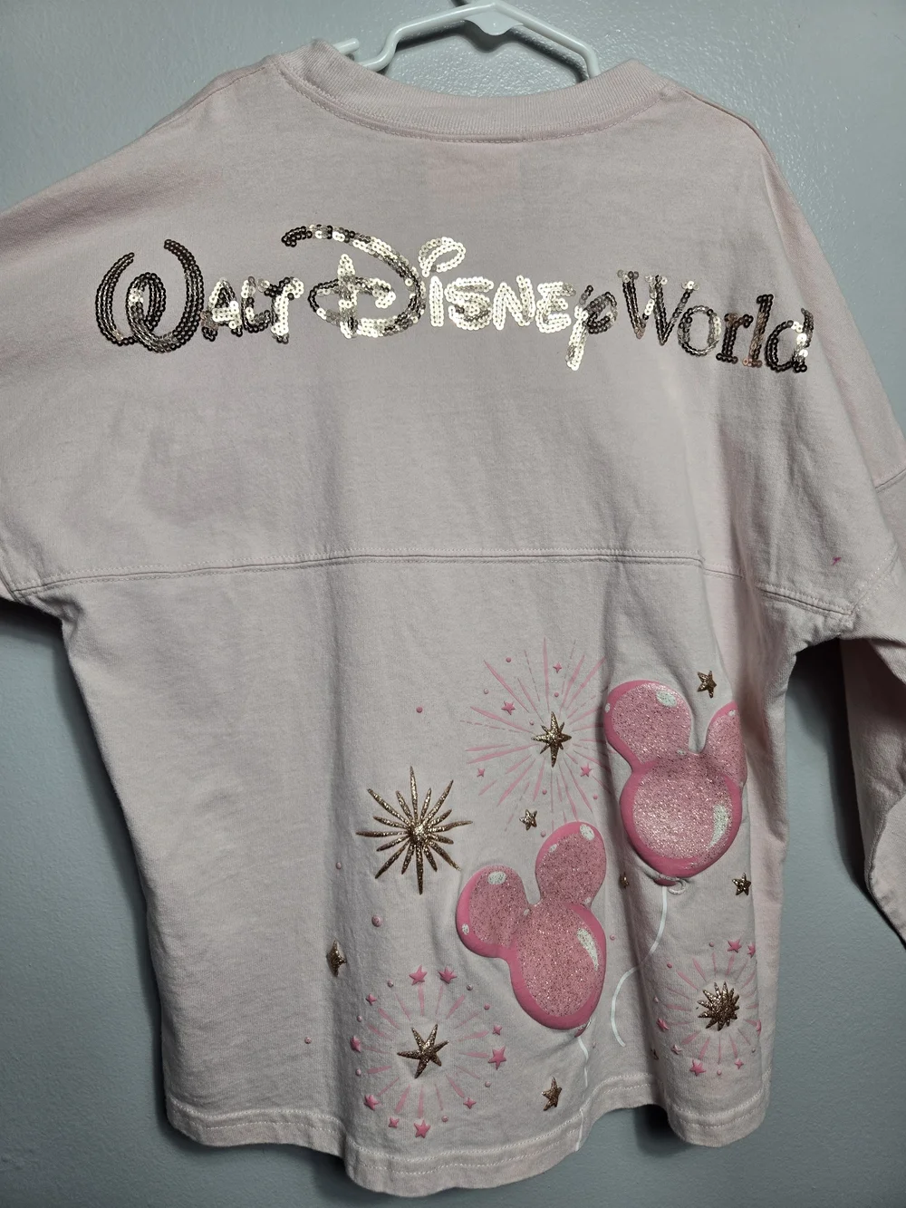 Disney Parks Walt Disney World Pink Glitter Mickey Balloon Spirit Jersey Top XL